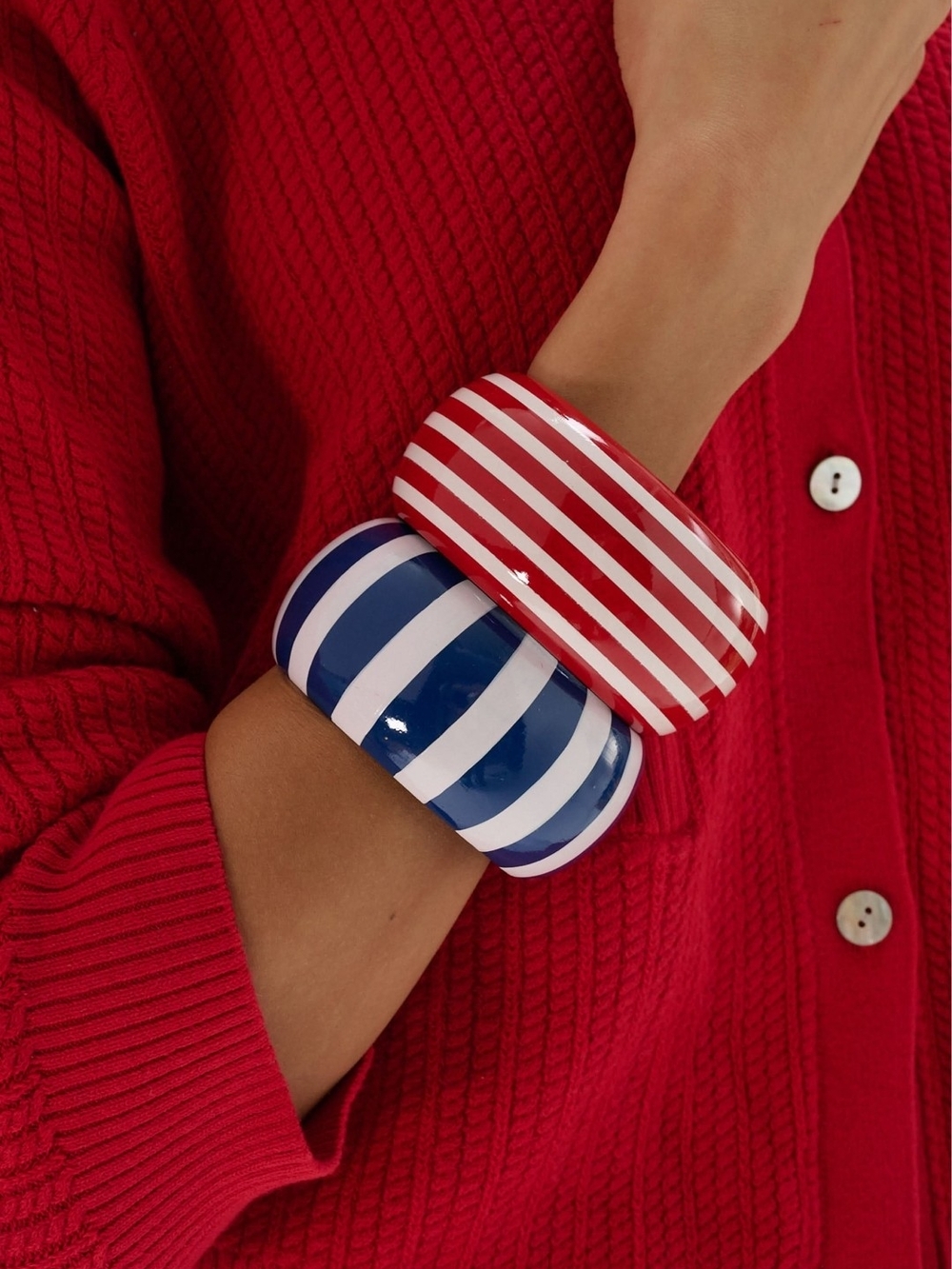 ❤️🤍 Roller Rabbit Red & White Striped Bangle - Picture 2 of 2